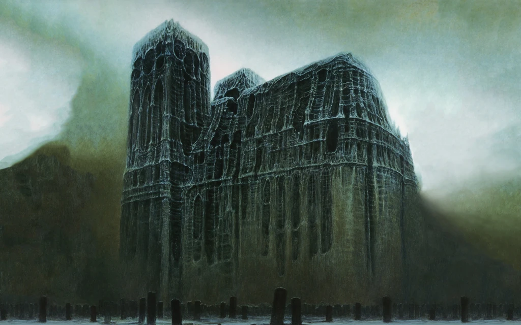 1117201-sunlight-painting-architecture-reflection-snow-winter-artwork-ice-morning-mist-gloomy-old-building-cathedral-classic-art-Zdzis-aw-Beksi-ski-fog-weather-atmospheric-phen preview